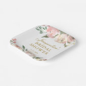 ピンクエレガントフローラカスタム金ゴールドブライダルシャワー ペーパープレート (傾斜あり)