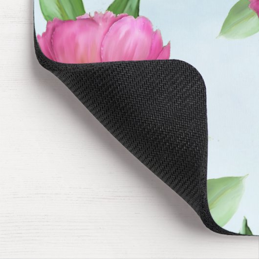 ピンクエレガントフローラガシンプルーデン水の色牡丹 マウスパッド (コーナー)