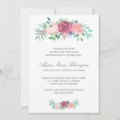 ピンクエレガントフローラガーランド命日 招待状 (正面)