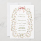 ピンクエレガントフローラガーリーコケッ結婚ト 招待状 (正面)
