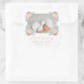 ピンクエレガントフローラガールバプテスマ写真 スクエアシール (バッグ)