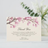 ピンクエレガントフローラガールベビーシャワー サンキューカード (スタンド正面)