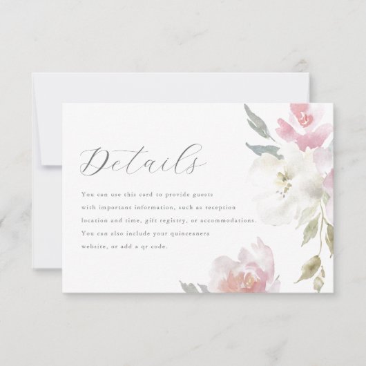 ピンクエレガントフローラキンセアニェラゲスト詳細 出欠カード (正面)