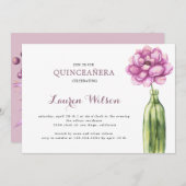 ピンクエレガントフローラキンセアニェラ招待状 招待状 (正面/裏面)