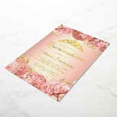 ピンクエレガントフローラキンセアニェラ15誕生日 箔招待状 (回転した状態)