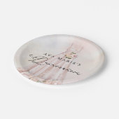 ピンクエレガントフローラキンセアニラ誕生日 ペーパープレート (アングル)