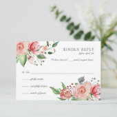 ピンクエレガントフローラキンセアニラ誕生日 出欠カード (スタンド正面)