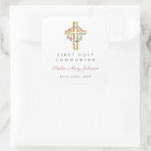 ピンクエレガントフローラクロス第1聖餐式 スクエアシール (バッグ)