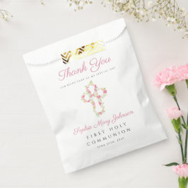 ピンクエレガントフローラクロス第1聖餐式 フェイバーバッグ