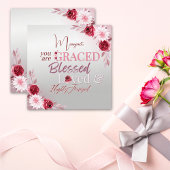 ピンクエレガントフローラグラッ賛美ク愛 ノートカード