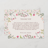 ピンクエレガントフローラグリーンブライダルシャワーありがとう エンクロージャーカード (正面/裏面)