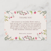 ピンクエレガントフローラグリーンブライダルシャワーありがとう エンクロージャーカード (正面)