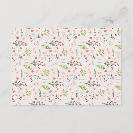 ピンクエレガントフローラグリーンブライダルシャワーありがとう エンクロージャーカード (裏面)