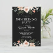 ピンクエレガントフローラグリーン50th誕生日パーティーI 招待状 (スタンド正面)