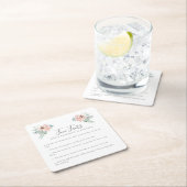 ピンクエレガントフローラグレーとホワイトおもしろいファクト結婚ズ スクエアペーパーコースター (インサイチュ)