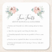 ピンクエレガントフローラグレーとホワイトおもしろいファクト結婚ズ スクエアペーパーコースター (正面)