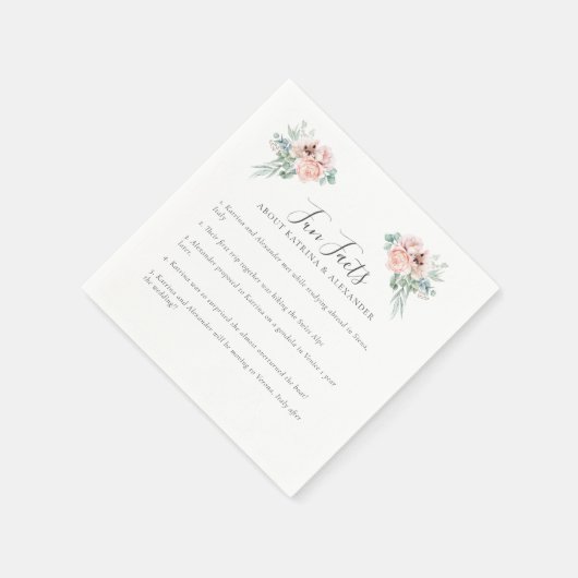 ピンクエレガントフローラグレーとホワイトおもしろいファクト結婚ズ スタンダードカクテルナプキン (角)