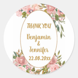 ピンクエレガントフローラグ結婚リーズ ラウンドシール