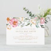 ピンクエレガントフローラシャンパンブライダルシャワー 招待状 (スタンド正面)