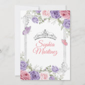 ピンクエレガントフローラシルバーパープルガールキンセアニラ 招待状 (裏面)