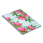 ピンクエレガントフローラシンプル牡丹の花 ノートブック (右側)
