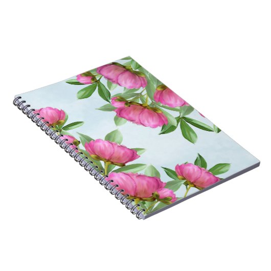 ピンクエレガントフローラシンプル牡丹の花 ノートブック (右側)