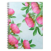 ピンクエレガントフローラシンプル牡丹の花 ノートブック (正面)