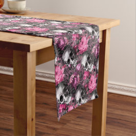 ピンクエレガントフローラスカル ショートテーブルランナー