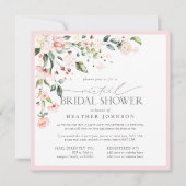 ピンクエレガントフローラスクリプト仮想ブライダルシャワー 招待状 (正面)