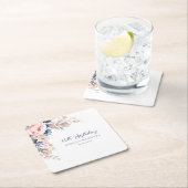 ピンクエレガントフローラスクリプト60誕生日任意の年齢 スクエアペーパーコースター (インサイチュ)