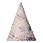 ピンクエレガントフローラスクリプト60誕生日任意の年齢 パーティーハット (右)