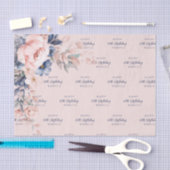 ピンクエレガントフローラスクリプト60誕生日任意の年齢 薄葉紙 (クラフト)