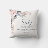 ピンクエレガントフローラスクリプト60誕生日 クッション (裏面)