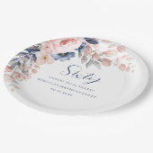 ピンクエレガントフローラスクリプト60誕生日 ペーパープレート (アングル)