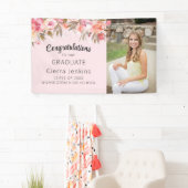 ピンクエレガントフローラストリング光卒業バナー 横断幕 (インサイチュ)