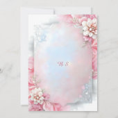 ピンクエレガントフローラソフトパステルグローブライダルシャワー 招待状 (裏面)