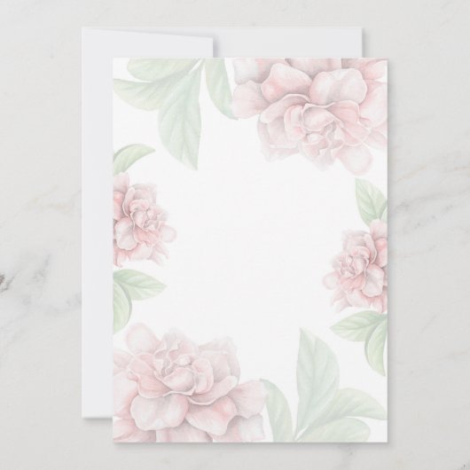 ピンクエレガントフローラタイポグラフィ50誕生日パーティー 招待状 (裏面)