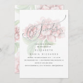 ピンクエレガントフローラタイポグラフィ70誕生日パーティー 招待状 (正面/裏面)