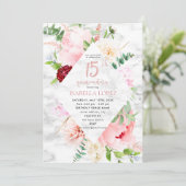 ピンクエレガントフローラダイヤモンドスクリプトキンセアニラ 招待状 (スタンド正面)