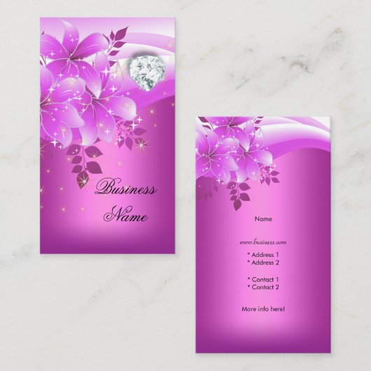 ピンクエレガントフローラダイヤモンド 名刺 (正面/裏面)