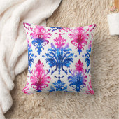 ピンクエレガントフローラダマスクパターン クッション (ブランケット)