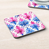 ピンクエレガントフローラダマスクパターン コースター (左側)