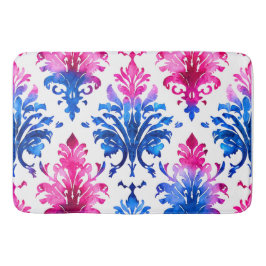 ピンクエレガントフローラダマスクパターン バスマット