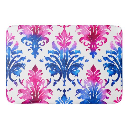 ピンクエレガントフローラダマスクパターン バスマット (正面)