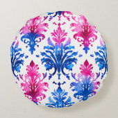 ピンクエレガントフローラダマスクパターン ラウンドクッション (裏面)