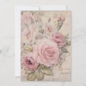 ピンクエレガントフローラティーカップ女の子ベビーシャワーティー 招待状 (裏面)