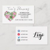 ピンクエレガントフローラデザインありがとう ノートカード (正面/裏面)