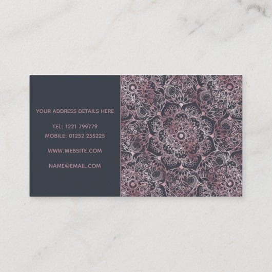 ピンクエレガントフローラデザイン 名刺 (裏面)