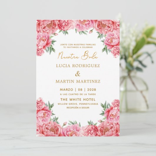 ピンクエレガントフローラヌエストラボダ 招待状 (スタンド正面)