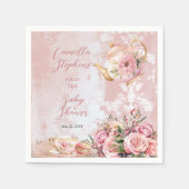 ピンクエレガントフローラハイティーガール赤ちゃんシャワー スタンダードカクテルナプキン (正面)